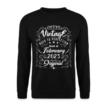 Vintage Né(e) en Février 2023 anniversaire février - Sweat-shirt Unisexe - noir - Devant - Alina (178cm) & Michal (187cm)