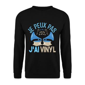 Je peux pas j'ai vinyle Cadeau amoureux de musique - Sweat-shirt Unisexe - noir - Devant - Alina (178cm) & Michal (187cm)