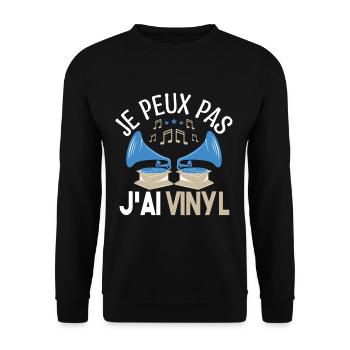 Je peux pas j'ai vinyle Cadeau amoureux de musique - Sweat-shirt Unisexe - noir - Devant - Alina (178cm) & Michal (187cm)