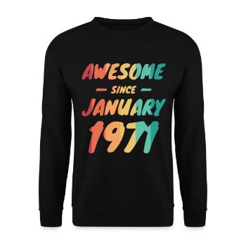 Born 1971 Year of birth Date of birth - Unisex Sweatshirt - black - Front - Alina (178cm) & Michal (187cm)