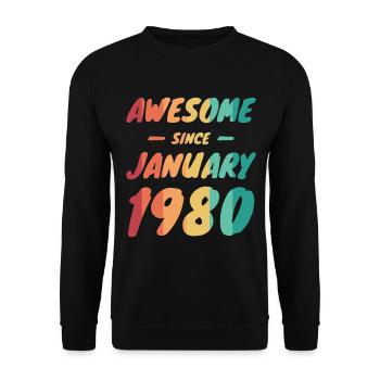 Jahrgang 1980 Geburtsjahr Geburtsdatum - Unisex Pullover - Schwarz - Vorne - Alina (178cm) & Michal (187cm)