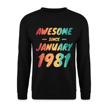 Jahrgang 1981 Geburtsjahr Geburtsdatum - Unisex Pullover - Schwarz - Vorne - Alina (178cm) & Michal (187cm)