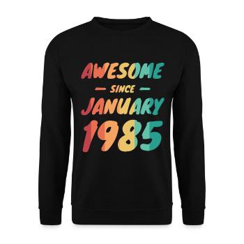 Jahrgang 1985 Geburtsjahr Geburtsdatum - Unisex Pullover - Schwarz - Vorne - Alina (178cm) & Michal (187cm)