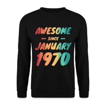 Jahrgang 1970 Geburtsjahr Geburtsdatum - Unisex Pullover - Schwarz - Vorne - Alina (178cm) & Michal (187cm)