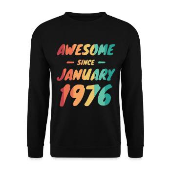 Jahrgang 1976 Geburtsjahr Geburtsdatum - Unisex Pullover - Schwarz - Vorne - Alina (178cm) & Michal (187cm)