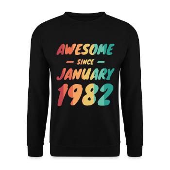 Born 1982 Year of birth Date of birth - Unisex Sweatshirt - black - Front - Alina (178cm) & Michal (187cm)