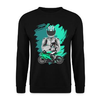 Motorcycle Lifestyle / Motorcycle / Motorcycle biker - Unisex Sweatshirt - black - Front - Alina (178cm) & Michal (187cm)