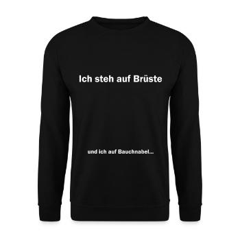 Ich steh auf Brüste Bauchnabel White - Unisex Pullover - Schwarz - Vorne - Alina (178cm) & Michal (187cm)