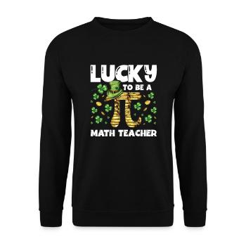 Happy to have a math teacher St. Patrick's Day - Unisex Sweatshirt - black - Front - Alina (178cm) & Michal (187cm)