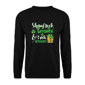 Shamrock-Wünsche et les baisers irlandais Fête de la Saint-Patrick - Sweat-shirt Unisexe - noir - Devant - Alina (178cm) & Michal (187cm)