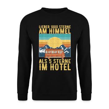 Camping Wohnmobil - Unisex Pullover - Schwarz - Vorne - Alina (178cm) & Michal (187cm)