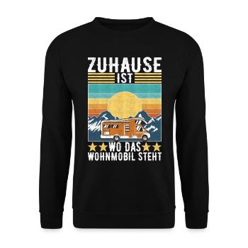 Camping Wohnmobil - Unisex Pullover - Schwarz - Vorne - Alina (178cm) & Michal (187cm)