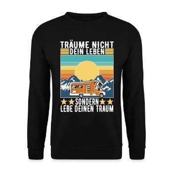 Camping Wohnmobil - Unisex Pullover - Schwarz - Vorne - Alina (178cm) & Michal (187cm)