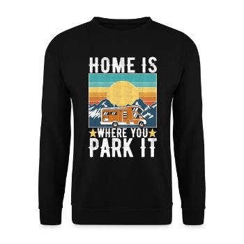 Camping Wohnmobil - Unisex Pullover - Schwarz - Vorne - Alina (178cm) & Michal (187cm)