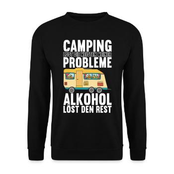Camping Wohnmobil - Unisex Pullover - Schwarz - Vorne - Alina (178cm) & Michal (187cm)