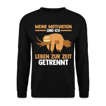 Meine Motivation und ich leben zur Zeit getrennt F - Unisex Pullover - Schwarz - Vorne - Alina (178cm) & Michal (187cm)