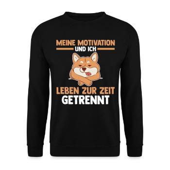 Meine Motivation und ich leben zur Zeit getrennt - Unisex Pullover - Schwarz - Vorne - Alina (178cm) & Michal (187cm)