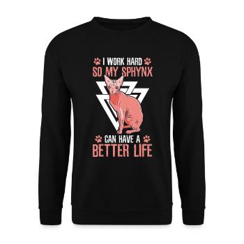 Work hard, so my Sphynx pet owner - Unisex Sweatshirt - black - Front - Alina (178cm) & Michal (187cm)