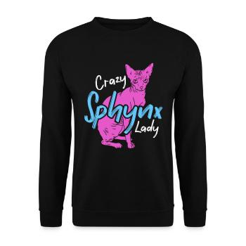 Verrückte Sphynx Lady Ever Kitten Pet Owner - Unisex Pullover - Schwarz - Vorne - Alina (178cm) & Michal (187cm)