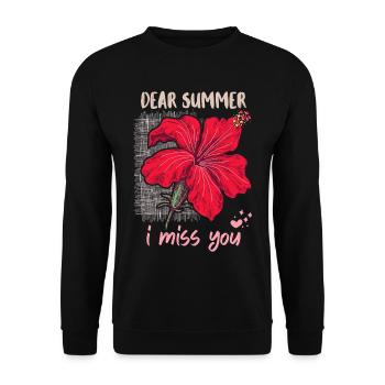 Summer Summer, funny saying with hibiscus flower - Unisex Sweatshirt - black - Front - Alina (178cm) & Michal (187cm)