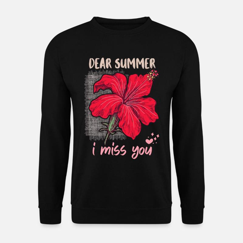 Sommer Summer, lustiger Spruch mit Hibiskus Blüte - Unisex Pullover - Schwarz