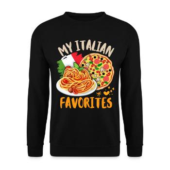 Pizza-Pasta, italienische Küche, leckeres Italien - Unisex Pullover - Schwarz - Vorne - Alina (178cm) & Michal (187cm)