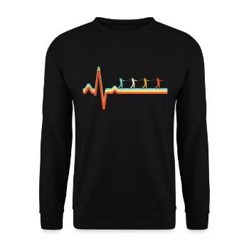 Golf Retro Herzschlag - Unisex Pullover - Schwarz - Vorne - Alina (178cm) & Michal (187cm)
