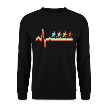 Jogging Retro Heartbeat - Unisex Sweatshirt - black - Front - Alina (178cm) & Michal (187cm)