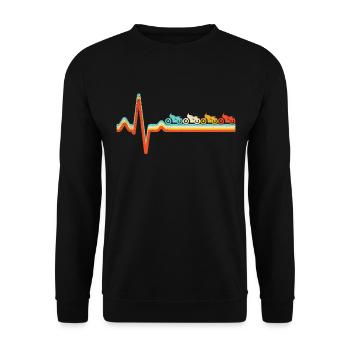 Moto Retro Heartbeat - Sweat-shirt Unisexe - noir - Devant - Alina (178cm) & Michal (187cm)
