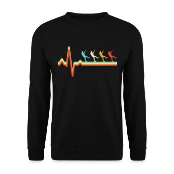 Klettern Retro Herzschlag - Unisex Pullover - Schwarz - Vorne - Alina (178cm) & Michal (187cm)