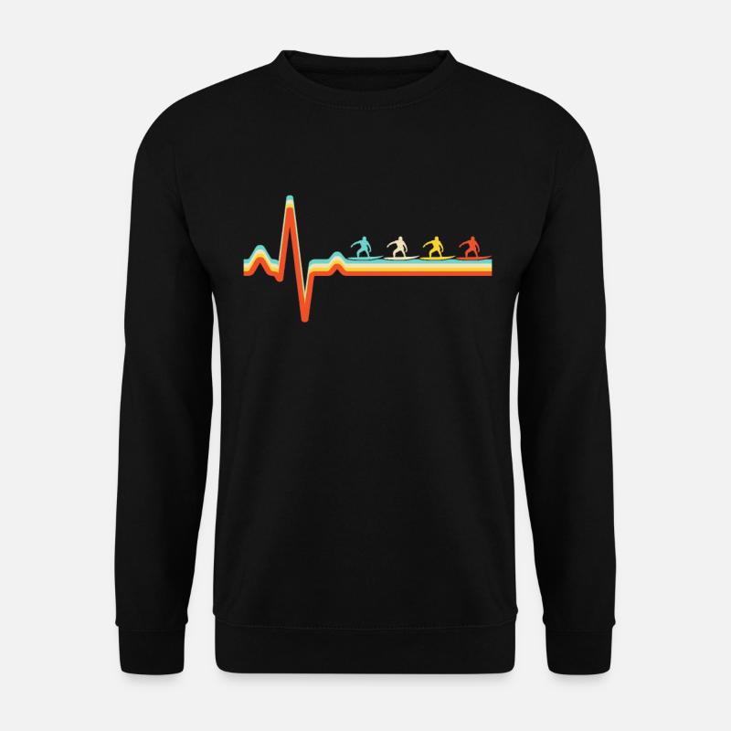 Surfen Retro Herzschlag - Unisex Pullover - Schwarz