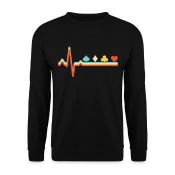 Poker Rétro Battement de cœur - Sweat-shirt Unisexe - noir - Devant - Alina (178cm) & Michal (187cm)