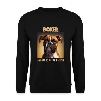 Hunde Spruch Boxer Design für Hundeliebhaber - Unisex Pullover - Schwarz - Vorne - Alina (178cm) & Michal (187cm)