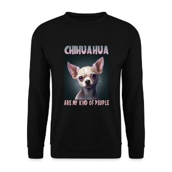 Hunde Spruch Chihuahua Design für Hundeliebhaber - Unisex Pullover - Schwarz - Vorne - Alina (178cm) & Michal (187cm)