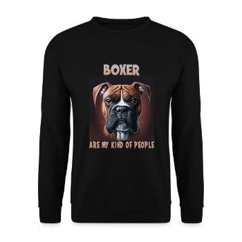 Hunde Spruch Boxer Design für Hundeliebhaber - Unisex Pullover - Schwarz - Vorne - Alina (178cm) & Michal (187cm)