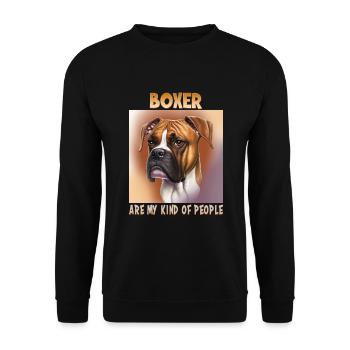 Hunde Spruch Boxer Design für Hundeliebhaber - Unisex Pullover - Schwarz - Vorne - Alina (178cm) & Michal (187cm)
