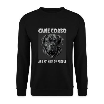 Hunde Spruch Cane Corso Design für Hundeliebhaber - Unisex Pullover - Schwarz - Vorne - Alina (178cm) & Michal (187cm)