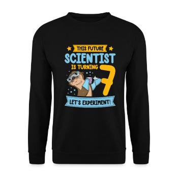 Dieser Zukünftige Wissenschaftler Feiert Seinen 7. - Unisex Pullover - Schwarz - Vorne - Alina (178cm) & Michal (187cm)