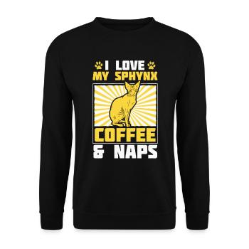 Sphynx-kaffee Und - Unisex Pullover - Schwarz - Vorne - Alina (178cm) & Michal (187cm)