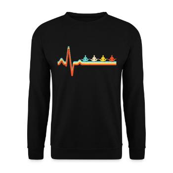 Meditation Retro Heartbeat - Unisex Sweatshirt - black - Front - Alina (178cm) & Michal (187cm)