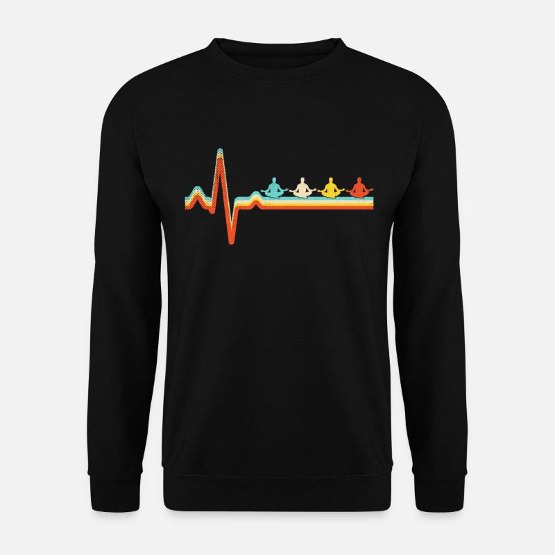 Meditation Retro Herzschlag - Unisex Pullover - Schwarz