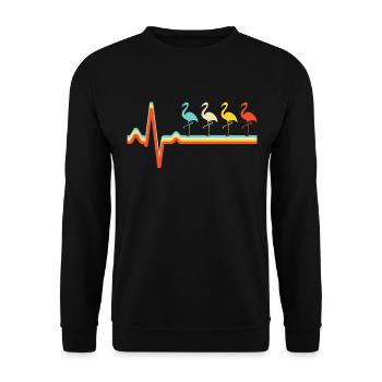Flamingo Retro Heartbeat - Unisex Sweatshirt - black - Front - Alina (178cm) & Michal (187cm)