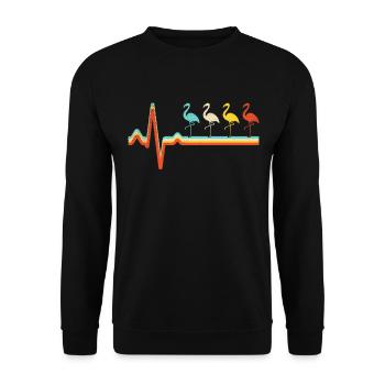 Flamingo Retro Heartbeat - Unisex Sweatshirt - black - Front - Alina (178cm) & Michal (187cm)