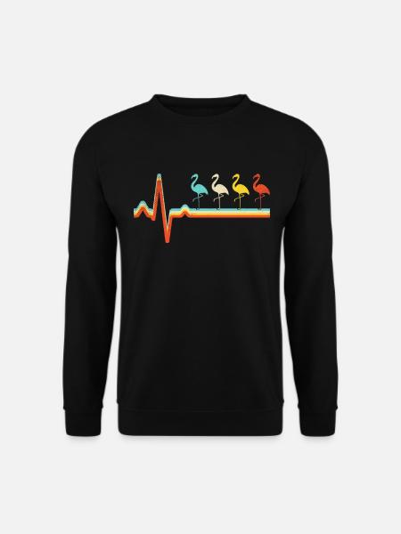 Flamingo Retro Heartbeat - Unisex Sweatshirt - black