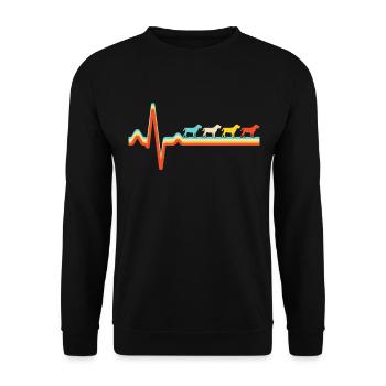 Hund Retro Herzschlag - Unisex Pullover - Schwarz - Vorne - Alina (178cm) & Michal (187cm)