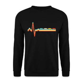 Krokodil Retro Herzschlag - Unisex Pullover - Schwarz - Vorne - Alina (178cm) & Michal (187cm)