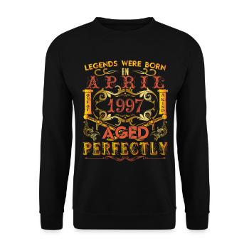 1997 April - birthday 1997 legends April - Unisex Sweatshirt - black - Front - Alina (178cm) & Michal (187cm)