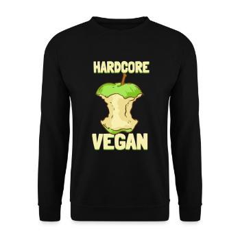 Hardcore Vegan Apfel Veganer Veganerin Geschenk - Unisex Pullover - Schwarz - Vorne - Alina (178cm) & Michal (187cm)
