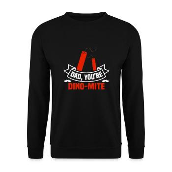 Vatertag Dad, you're Dino-Mite Papa Vater - Unisex Pullover - Schwarz - Vorne - Alina (178cm) & Michal (187cm)