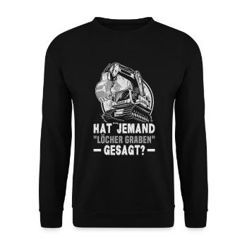 Kranführer Design für Baggerfahrer und Bauarbeiter - Unisex Pullover - Schwarz - Vorne - Alina (178cm) & Michal (187cm)